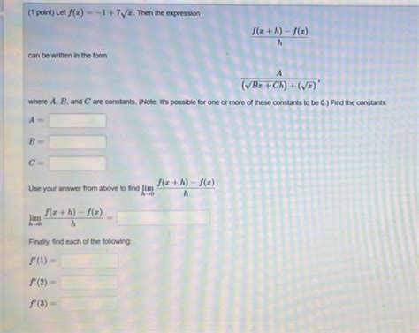 Solved 1 Point Let Fx−17x Then The Expression