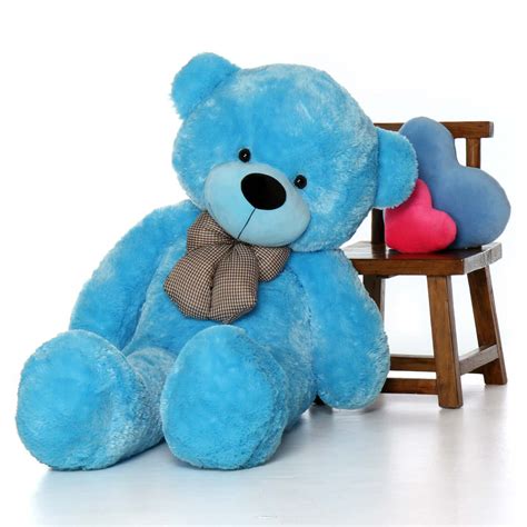 Happy Cuddles 60in Big Blue Plush Teddy Bear Giant Teddy Bear