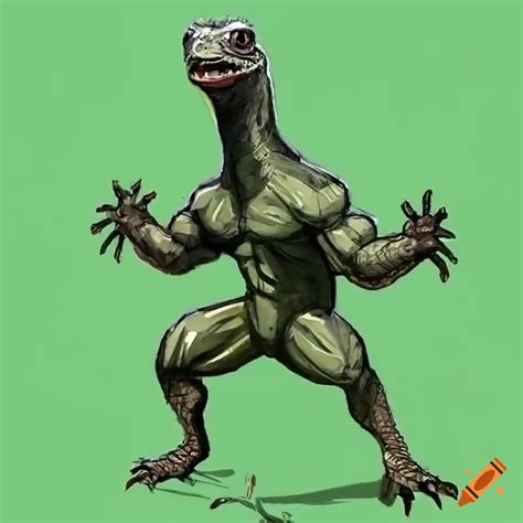 Sci Fi Sketch Of A Muscular Black Lizard On Green Screen On Craiyon