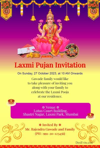 Free Varlakshmi Lakshmi Puja Mangala Gauri Invitation Card And Online Invitations