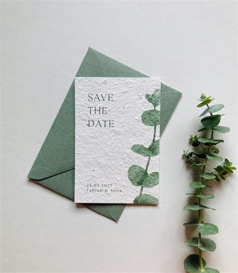 Save The Date Karte Eukalyptus No Bl Hwerk Papeterie