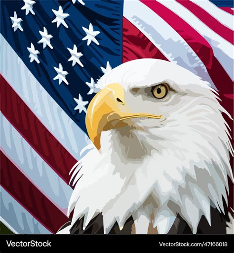 Eagle Independence Usa Flag America Melting 008 Vector Image