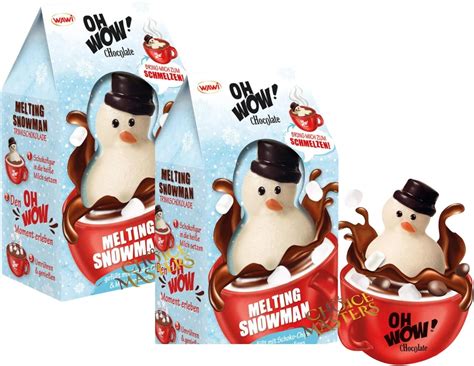 Melting Snowman Hot Chocolate Gift Box Filled With Milk Chocolate Chips And Mini Marshmallows