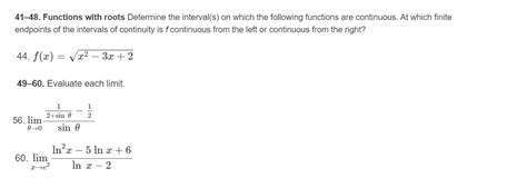 Solved Intervals Of Continuity Complete The Following Chegg