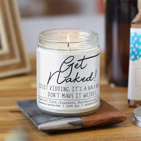 Chocolate Brownie Get Naked Candle Oz Soy Wax Handmade Humorous Half Bath Decor Eco