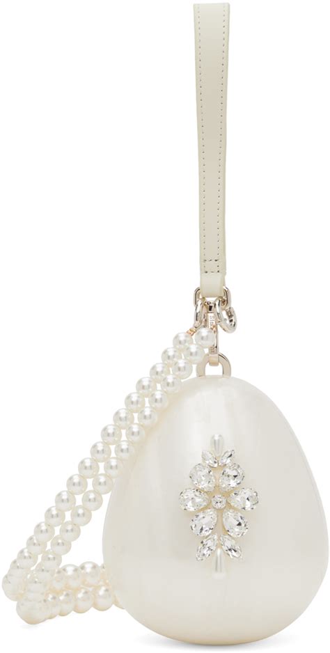 Simone Rocha Off White Embellished Micro Pearl Egg Bag SSENSE