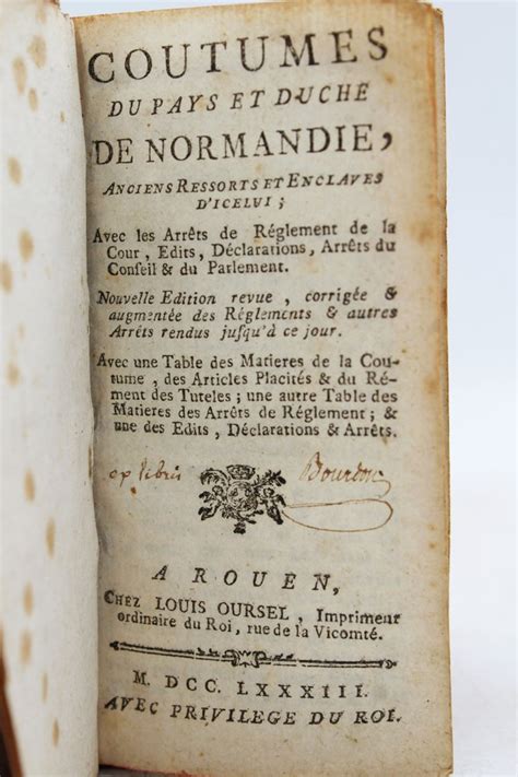 SN Coutumes Du Pays Et Duché De Normandie 1783 Catawiki