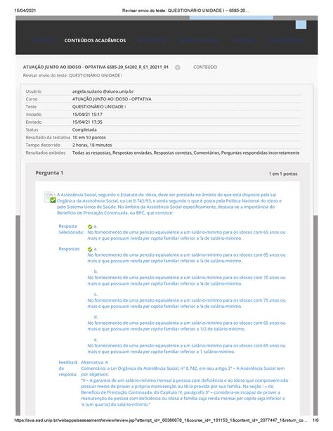 Revisar Envio Do Teste Question Rio Unidade I Revisar