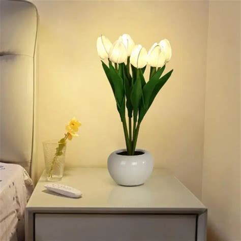 Tulip Table Lamp Battery Operated Portable Night Light Simulation