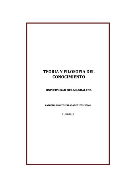 Teoria Y Filosofia Del Conocimiento Pdf