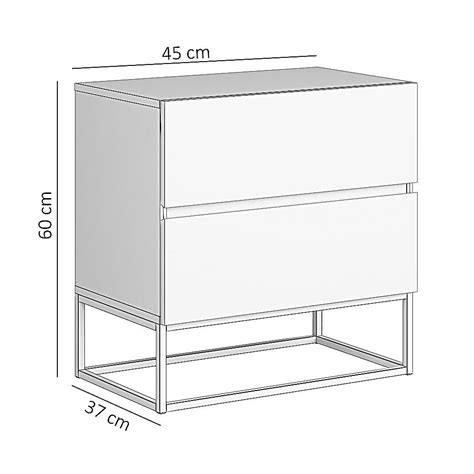 Mesa De Cabeceira Eros 45cm 2 Gavetas Estilo Industrial Off White