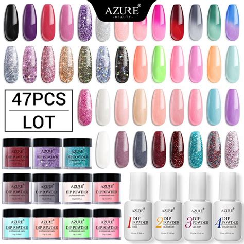 Azure Beauty 47Pcs Lot Holographic Glitter Dipping Powder Nail Art Dust