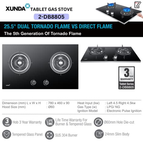 XUNDA 2 DB8805 4 5KW DOUBLE SUS304 BURNER ELECTRONIC PULSE IGNITION