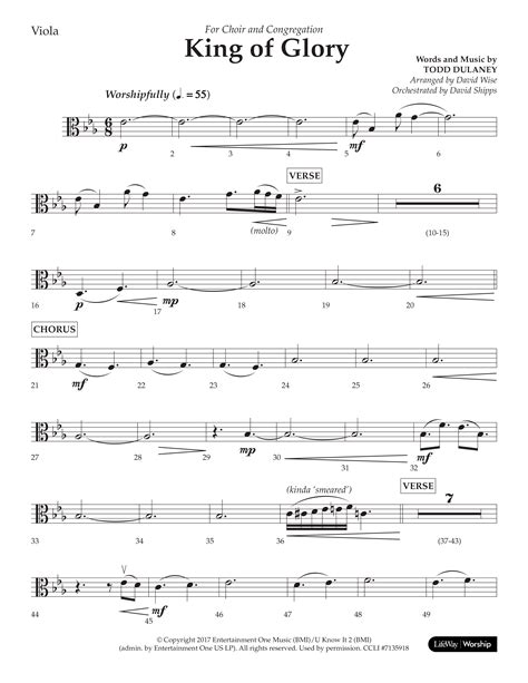 King Of Glory Choral Anthem Satb Viola Sheet Music Pdf Lifeway