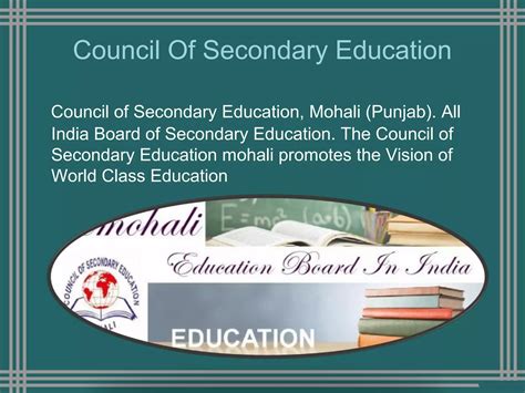 Education In India Council Of Secondary Education Mohali PPT