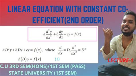 Linear Equation With Constant Coefficientscomplementary Functionparticular Integralshort