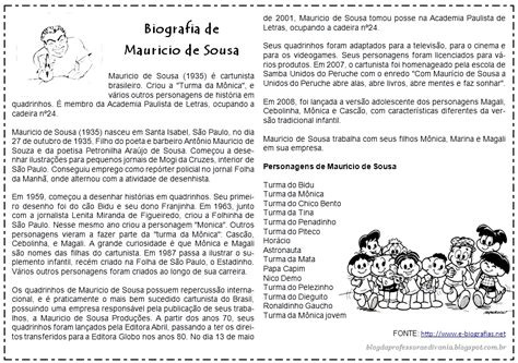 Biografia De Mauricio De Sousa Para Educação Infantil