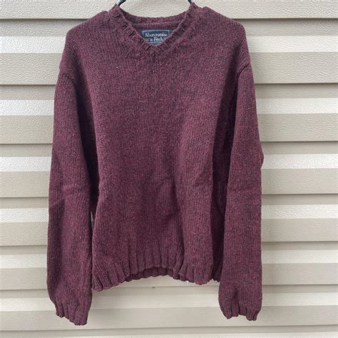 Vintage Abercrombie And Fitch Wool Sweater Maroon Depop