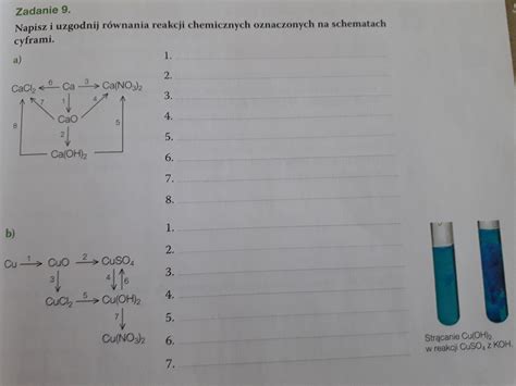 Napisz i uzgodnij równania reakcji chemicznych oznaczonych na