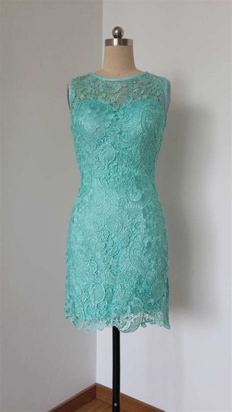 2015 Sheath Turquoise Blue Lace Short Bridesmaid Dress 2434220 Weddbook