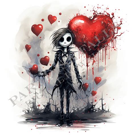 Valentine Teen Jack Skellington Love Scenic Print Instant Art Printable