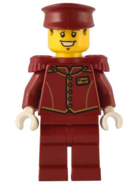 Lego Minifigure Hotel Door Man Tippy Dark Red Uniform Etsy