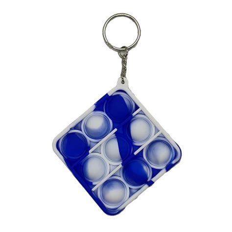 Push Pop Bubble Mini Pop It Fidget Toy Key Chain Keyring Square Dye