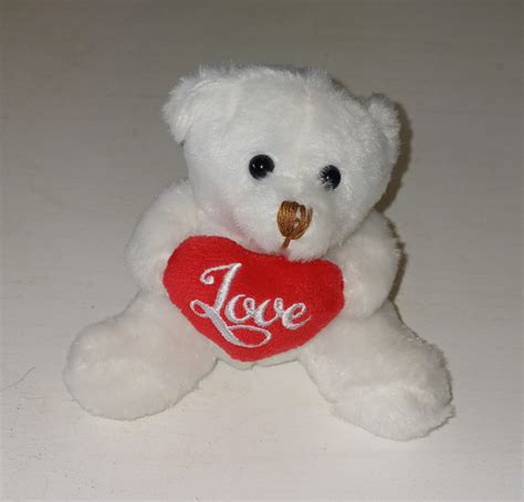 Teddy Bear with Love Heart – Small 10cm – Park Avenue Florist