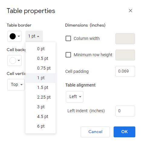 Cómo eliminar los bordes de las tablas en Google Docs