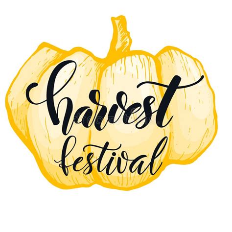 Hand Drawn Lettering Harvest Festival Black And White Stock Vector