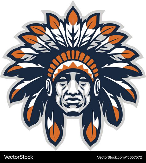 Indian Head Mascot Royalty Free Vector Image Vectorstock