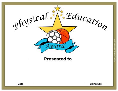 Physical Education Awards and Certificates - Free