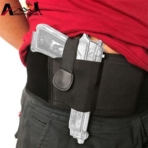 Tactical Belly Band Gun Holster Right hand Concealed Carry Invisible Elastic Waist Pistol ...