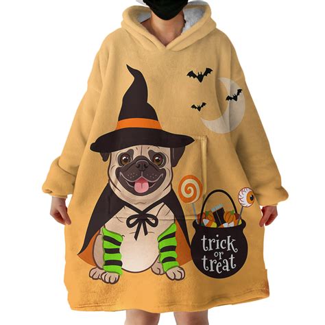 Pug Witch Hoodie Wearable Blanket WB1900 - Teehall