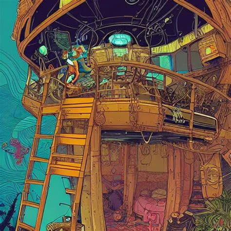 KREA Stunningly Intricate Illustration Of An Explorer Playing Video