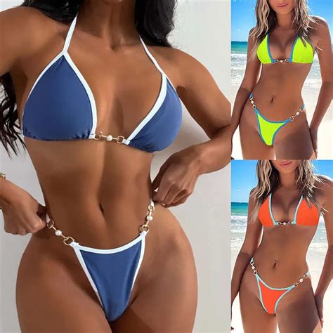 Bikini Sexy Con Espalda Abierta Y Cordones Para Mujer Traje De Ba O