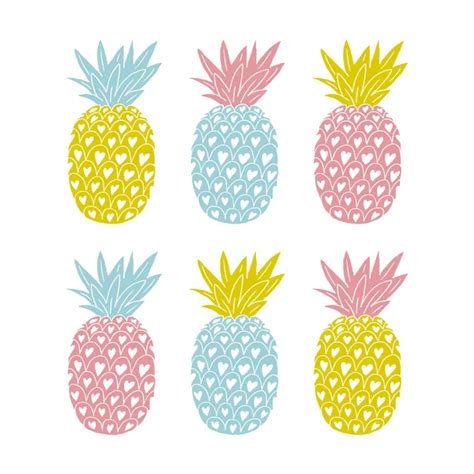 Vector Collection Cute Kawaii Pineapples Stock Vector Pinkpueblo