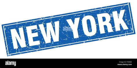 New York Blue Square Grunge Vintage Isolated Stamp Stock Vector Image