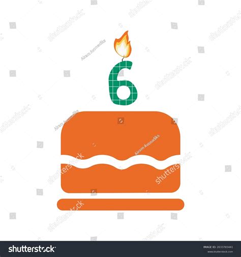 Birthday Cake Candle Number 6 Stock Vector Royalty Free 2033765441