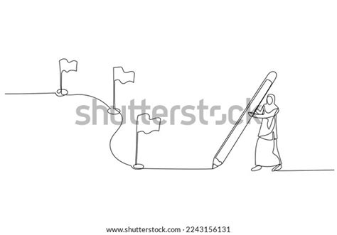 Drawing Muslim Woman Enterpreneur Using Pencil Stock Vector Royalty