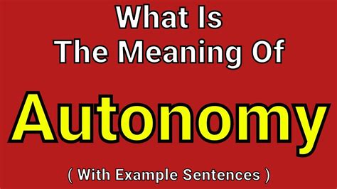 Meaning Of Autonomy Autonomy English Vocabulary Most Common Words