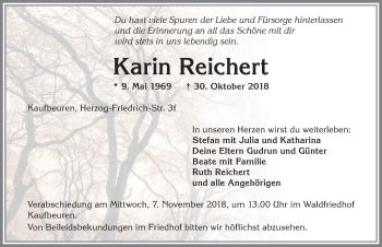 Traueranzeigen von Karin Reichert Allgäuer Zeitung