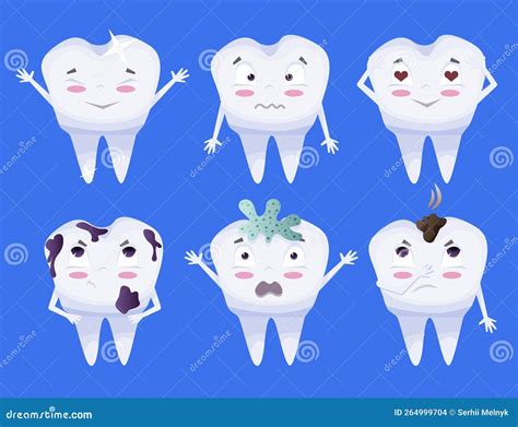 Personajes De Dibujos Animados De Dientes Ilustración Del Vector Ilustración De Salud Esmalte