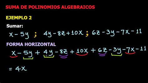 Suma De Polinomios Algebraicos Youtube