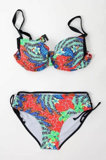 Kadın Siyah Çok Renkli Yüksek Bel Toparlayıcı Bikini Takım HZL24S LC7015