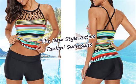 Aleumdr Womens Striped Print Strappy Swimming Costume