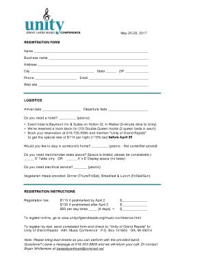 Fillable Online Printable Registration Form Unity Of Grand Rapids Fax