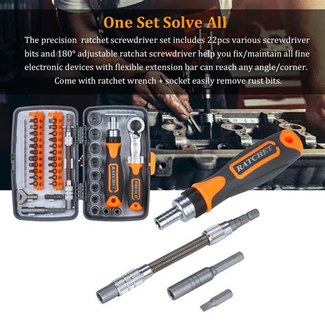 38pc Precision Ratchet Screwdriver Bit Set Magnetic Screwdrivers Kit