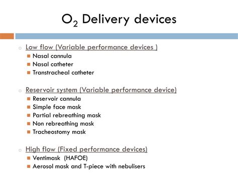 Oxygen Delivery Devices And Flow Rates Chart At Dominic Chumleigh Blog