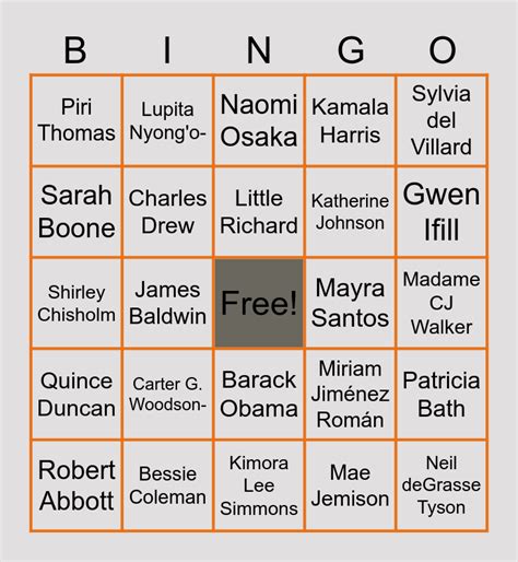 Black History Month Bingo Card